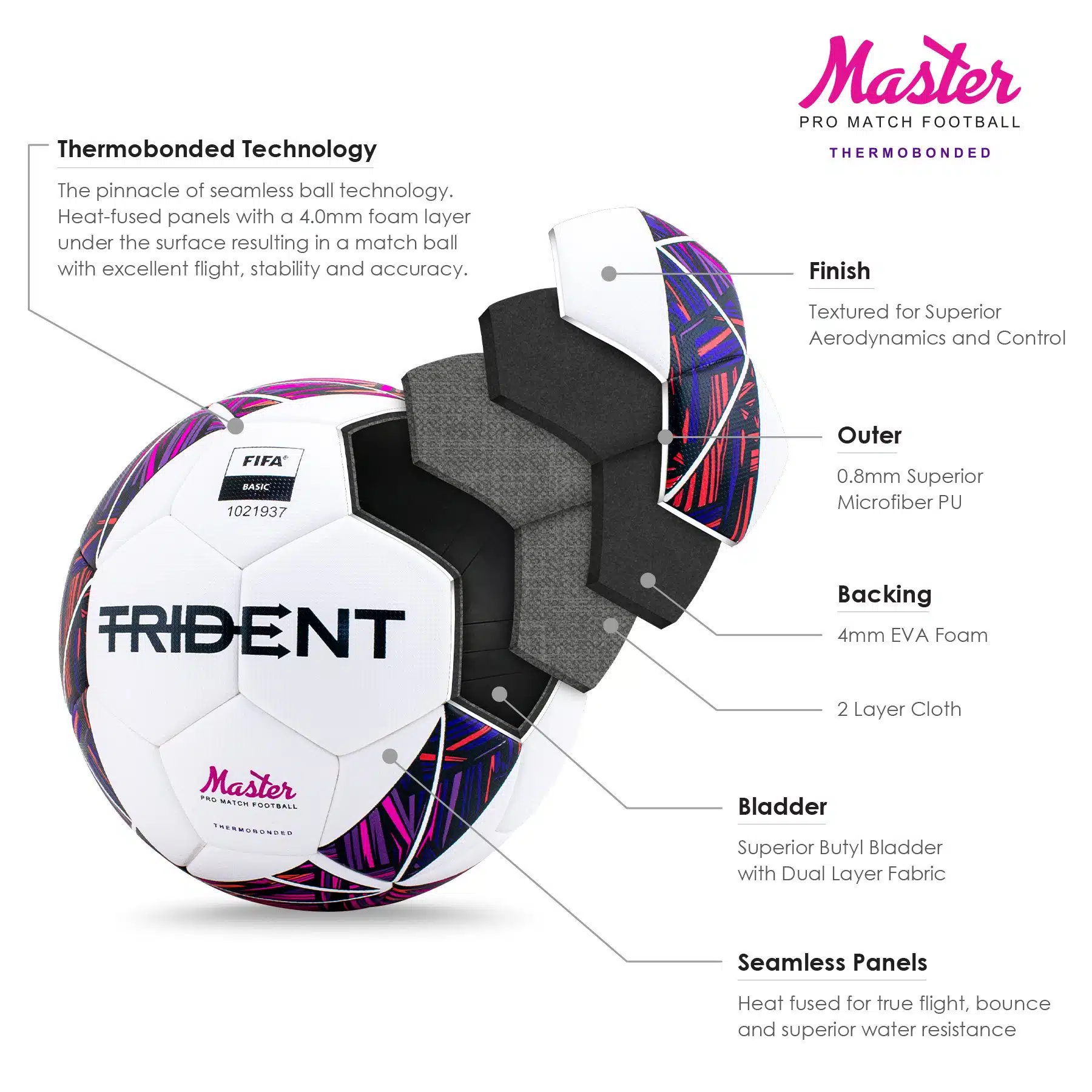 Trident Master TB Pro Football (FIFA Basic) – Magenta - Image 4
