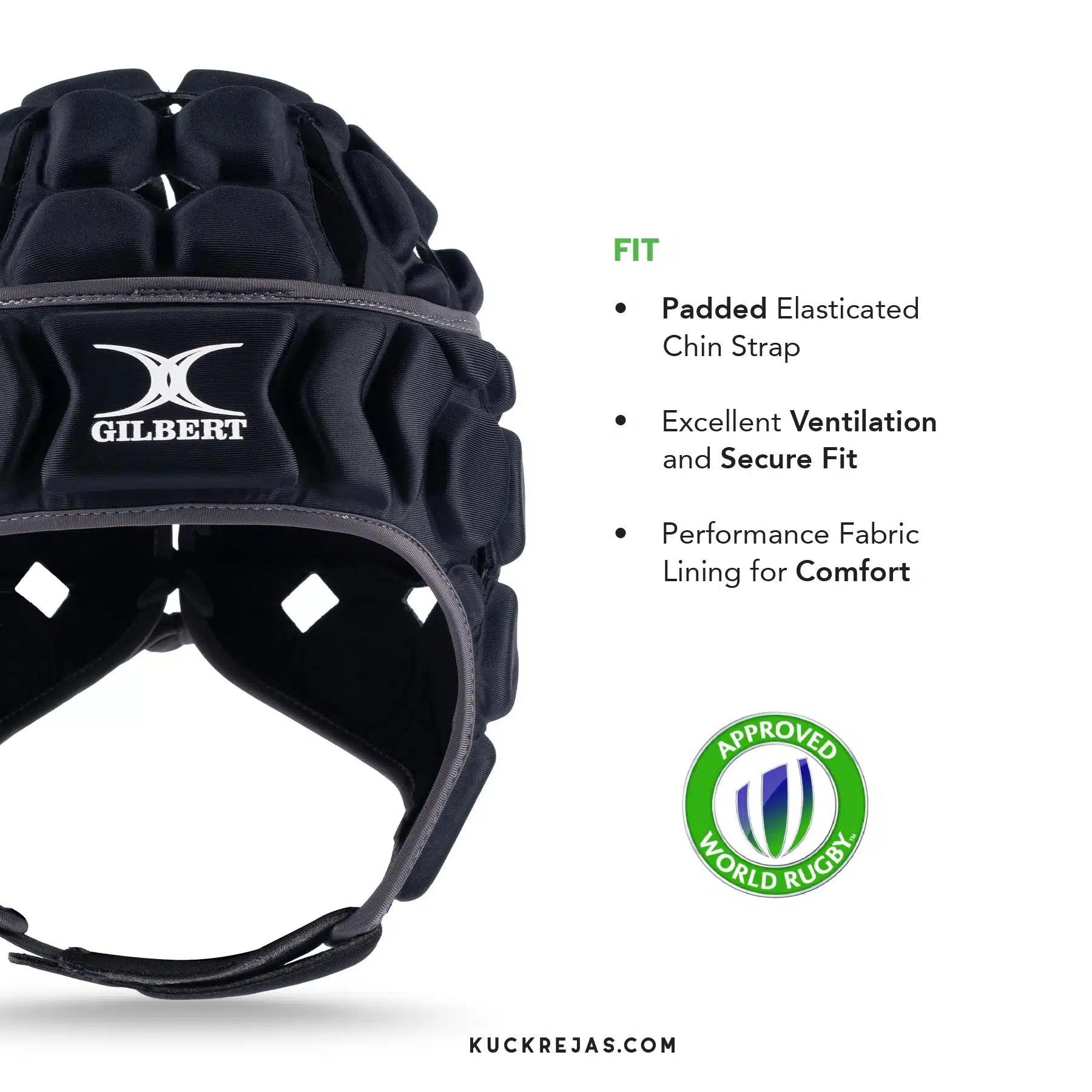 Gilbert Octane Headguard – Black/Grey - Image 3